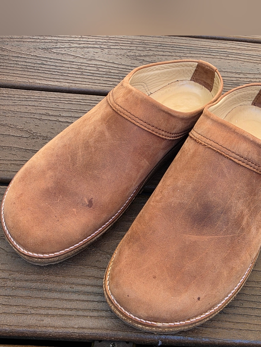 HAFLINGER 43 Unisex Leather Clogs Travel Classic Men 10 Women 13 Tan/Light Camel